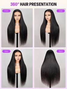 MEGALOOK 6x5 Inch Lace Front Wig, No Glue, Natural Black Straight Hair, Lace Closure Wig, Pre-Plucked Hairline, Transparent Lace Real Hair Wig - SNatural - View 6