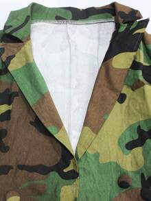 1pc Women's Fashionable Street Style Camo Print Button Front Jacket, Autumn - Army Green - View 10