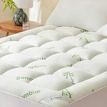 Bamboo Mattress Pad, Rayon Derived From Bamboo, 600 GSM Breathable Mattress Topper Pad, Thick Pillow Top Mattress Pad With Stretches Up 8"-20" Deep Pocket - Green - View 1