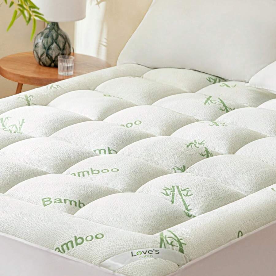Bamboo Mattress Pad, Rayon Derived From Bamboo, 600 GSM Breathable Mattress Topper Pad, Thick Pillow Top Mattress Pad With Stretches Up 8"-20" Deep Pocket - Green - View 1