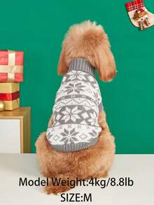 Un pulover tricotat din poliester cu model de Crăciun, călduros, confortabil, respirabil și cu o atmosferă de Crăciun. Este potrivit pentru pisici și câini de companie, pentru a fi purtat toamna și iarna (Produsul este de dimensiuni mici, se recomandă achiziționarea a 1-2 mărimi mai mari).