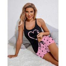 Women's Cami Pajama Set Sleeveless Racerback Tank Top Soft Sleepwear For 2025 - Butterfly Print - View 4