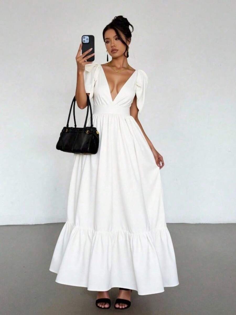 Women Long Dresses - White - View 1
