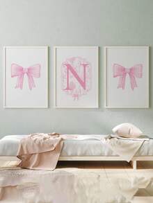 3 buc/set neînrămat personalizat nume pânză poster artă de perete, nume poster decor acasă, desene animate literă fluture element pânză poster, imprimat cameră copii living dormitor, cadou perfect de sărbători