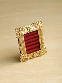 1pc Gold Vintage Embossed Ring Jewelry Tray, Elegant Home French Vintage High-End Jewelry Pearl Earrings Ring Display Stand, Suitable For Wedding Birthday Party Accessories Holder Photo Props - 彩色 - 查看 13