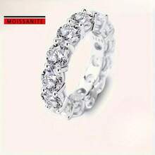 Hypoallergenic Luxury Shiny Silvery Ring With Synthetic Stone Rows, Perfect For Daily Stacking & Party Wearing In Autumn And Winter, Ideal Gift For Girlfriend On Valentine's Day, Claim My Daily Gift, Local Warehouse, - bạc - Xem 10