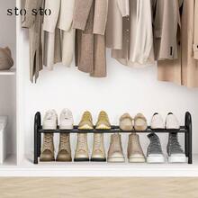 Organizador de zapatos expandible, estante de metal de 1 nivel para clset, hasta 8 pares de almacenamiento ajustable para entrada de puerta delantera, organizador de pie ltima intervensin - inicial - Ver 3