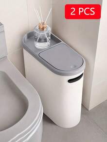 2/1pcs Bathroom Trash Can - Compact And Durable, Rustproof, Space-Saving Design, Ideal For Small Spaces In Bathroom, Laundry, And Home Office Bathroom Accessory Sets  Wastebaskets Cubo De La Basura Halloween Christmas Gifts For Husband - Recommended: Standard Edition - 查看 11