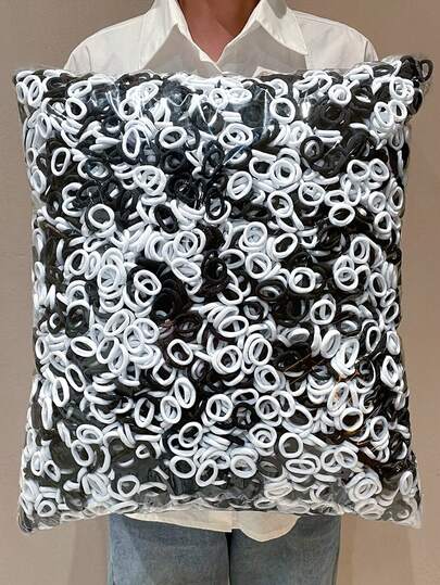 200/400/600/800/1000pcs Black & White Elastic Hair Scrunchies, Sweet & Cute Style, Small Hair Ties, Hair Accessories, Suitable For Various Hairstyles, Women Hair Decorations. Casual Daily & Outdoor Wear, Hair Accessories, Suitable For All Seasons. Ponytail Head Accessories Gym Sport Running Outfit Rubber Bands