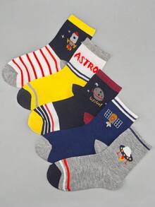 5 đôi tất trẻ em họa tiết hành tinh hoạt hình, thích hợp cho mùa xuân/thu, mặc hàng ngày, unisex. - Nhiều màu - Xem 10