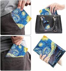 Lumbor37 Cartera para Pasaporte para Hombres y Mujeres con Hebilla, Funda para Pasaporte con Bloqueo RFID, Organizador de Documentos de Viaje (Rosado) - Ab-Van Gogh - Ver 5