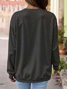 Howell Damen Weihnachts Rundhals Langarm Pullover Sweatshirt mit fröhlichem Gänse-Muster für Winterwärme, Weihnachtsbaum Schleife Shirt, - Dunkelgrau - Übersicht 3