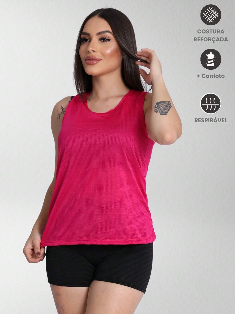 Women Sports Tees & Tanks - 玫紅色 - 查看 1