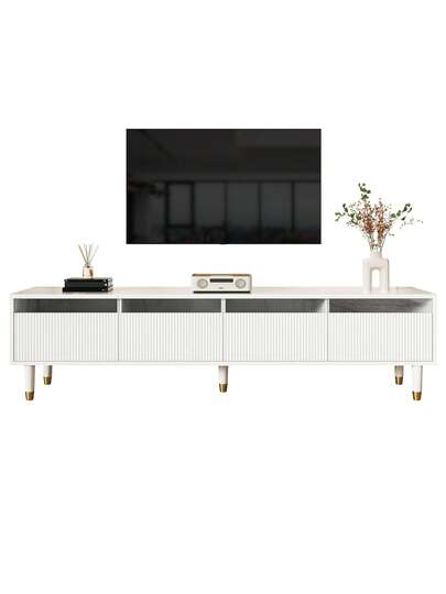Sairedel TV Cabinet Wit 178cm, Minimalist Cabinet, Furniture Drawers, Acrylic, Moderne Media Board Storage Space, Living Room view 10