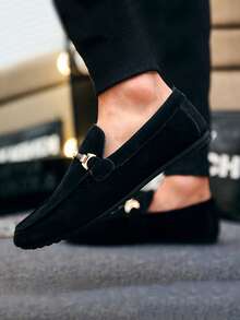 男士乐福鞋 新款休闲鞋 百搭莫卡辛鞋 一脚蹬渔夫鞋 休闲鞋 青年鞋 帆布平底船鞋 男鞋 黑色正装鞋 休闲帆布鞋（尺码偏小偏窄，请订购大一码） - 黑色 - 查看 3