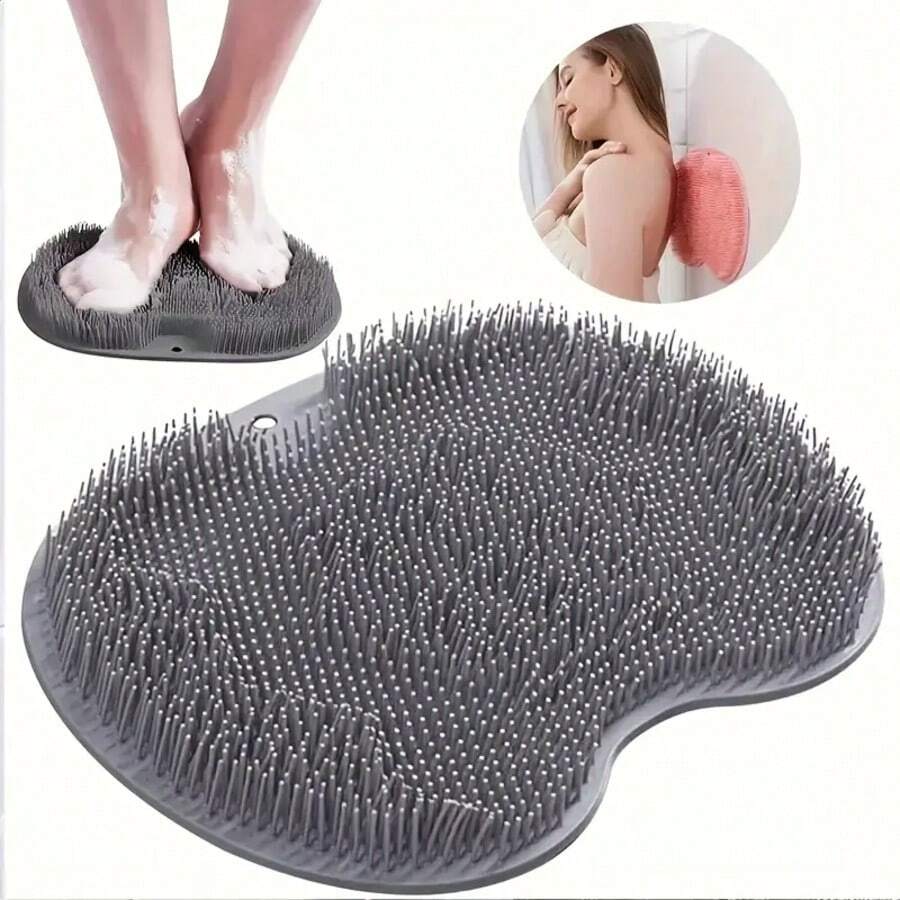 1pc SoftBreeze Silicone Foot Scrubber With Suction Cup, Hypoallergenic Non-Slip Deep Cleansing Foot Massager For Shower, Unscented Manual Exfoliating Foot Brush For Home Bathroom Use