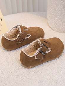 1 Pair Children's Soft Bottom Non-Slip Flat Shoes, Girls Comfortable Loafers, Boys Warm Thermal Lined Casual Shoes, Autumn/Winter