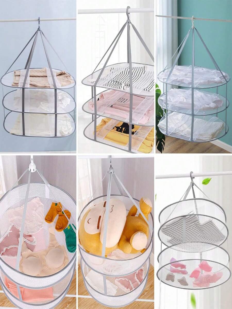 The Clothes Drying Rack Is Foldable. It Is A Mesh Clothes Drying Rack That Saves Space For Drying Sweaters. It Is A Laundry Rack With Internal Fixation, Suitable For Clothes, Towels, Underwear, Indoors And Outdoors. - Multicolor - View 1