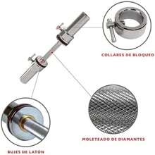 Olympic - Barra de barra individual, mango resistente de 20 pulgadas con collares de anillo de bloqueo, manga cargable, cepillado de latón, apto para placa de peso estándar de 2 pulgadas, cromo, OB-20(manubrio con mancuernas) - Tipo 1 - Ver 7