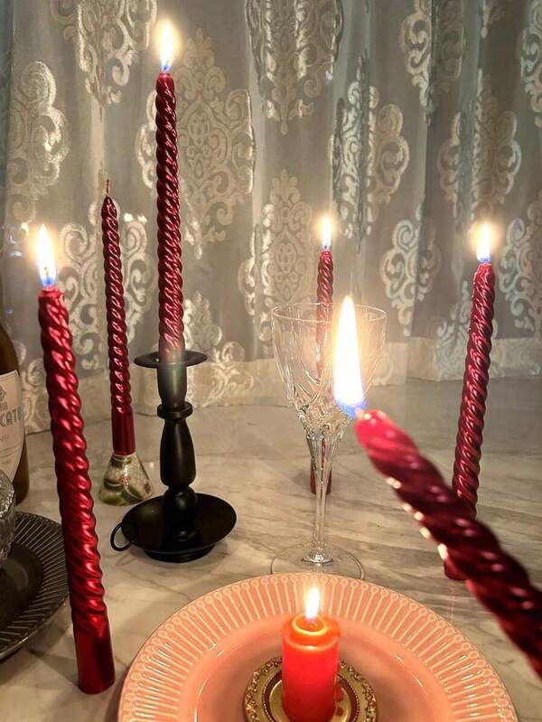 1 Box/4pcs Vintage Spiral Candles, Create Romantic Dining Atmosphere, Unscented, No Dripping, Spiral Candle Sticks, Home Decor Candles, Suitable For Dinner, Party, Wedding, Church, Dining Table, Essential For Christmas, Thanksgiving, Saudi National Day