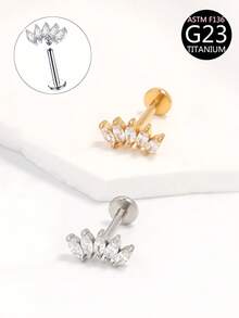 1 قطعة من الأذن المثقوبة المزودة بخرز من التيتانيوم والزركون المقطع على شكل ماركيز للثقب الحلزوني، مسمار داخلي الخيط للثقب الأذن الخارجي والداخلي، إكسسوارات مجوهرات الجسم