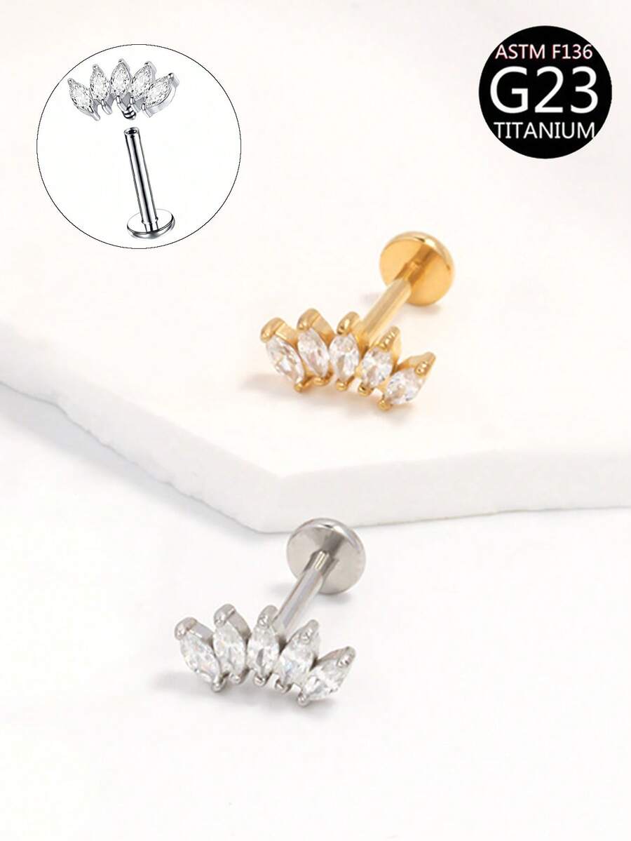 1 قطعة من الأذن المثقوبة المزودة بخرز من التيتانيوم والزركون المقطع على شكل ماركيز للثقب الحلزوني، مسمار داخلي الخيط للثقب الأذن الخارجي والداخلي، إكسسوارات مجوهرات الجسم