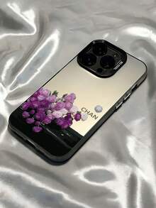 Funda protectora para teléfono con pintura de rosa morada, nueva, enérgica y colorida, con pintura plateada a prueba de caídas, compatible con iPhone 17/17 Pro Max, 15, P16, P16 Pro Max, P14 Pro Max, P13, P11, P12, XR, Series A13 4G, A14, A04, A34