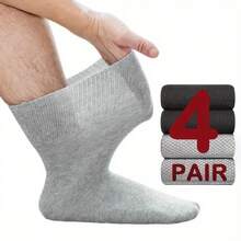 4-Pack Diabetic Crew Socks - Women & Men Loose Top Socks - Extra Wide Non-Binding Top, Elastic Opening For Easy On/Off - Neuropathy And Peripheral Neuropathy Care - Soft Breathable Fabric - Swollen Feet, Edema, Toe Bone - Elderly, Pregnant, Post-Surgery - Unisex - Everyday & Special Occasions - Value Pack, Elderly Footwear, Comfortable Fit, Durable Construction, Shoes, Elderly Care - Multicolor - View 3