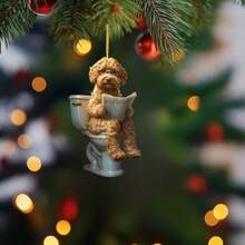 1pc Whimsical Golden Retriever Hanging Ornament - Multipurpose Acrylic Flat Christmas Tree Pendant For Home, Car, And Backpack Decor - Non-Electric, Featherless, And Versatile For Holidays And Everyday Use