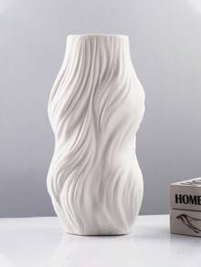 1 pièce Vase en plastique blanc créatif, vase de décoration de table, vase de décoration de balcon, vase en céramique factice minimaliste, convient pour le balcon, la chambre, le jardin, la table à manger, la table de chevet, la salle de bain, en matériau PP, résistant aux chocs, grande taille, nettoyage, cadeau d'anniversaire/de remise des diplômes, décoration d'Halloween/de Noël, décoration de maison, décoration de chambre, vase à fleurs, vase en verre