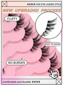 9对半条假睫毛，自然猫眼妆假睫毛，卡通风格假睫毛，透明带自然假睫毛，短款柔软3D仿貂毛假睫毛，轻盈蓬松仿貂毛假睫毛，睫毛嫁接工具 - 眼尾拉長款 - 查看 2