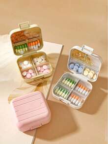 Przenośny, wodoodporny pojemnik na tabletki, miniaturowe, szczelne pudełko do przechowywania leków, organizer na tabletki podróżne z oddzielnymi przegródkami, kieszonkowy pojemnik na tabletki, pojemnik z przegrodą na witaminę i olej rybi, odpowiedni na kemping, piesze wędrówki, wędkowanie, wspinaczkę górską i podróże - Wielokolorowe - Zobacz 5