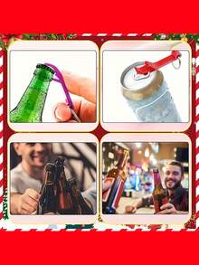 1/10 piezas Abrebotellas personalizado con llavero, personalizable con nombre/logotipo/texto, con temática navideña a granel para recuerdos de fiesta, regalos corporativos, decoraciones de boda y Año Nuevo, de acero inoxidable duradero y fácil de limpiar - Adecuado para eventos promocionales, fiestas navideñas y recuerdos para invitados