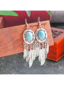 Bohemian Earrings, Designed With High-End Tassel Feather Earrings, A Must-Have Item For Fashionable Women, A Gift For Friends, A Treasure For Women, A Christmas Gift, And Daily Wear - Silver - View 2