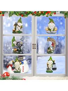 1PC Christmas Room Decor, Home Decor Cartoon Garden Gnome Decor Wall Sticker Faceless Old Man Window Sticker