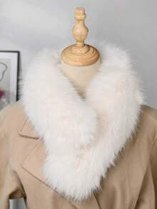 1 szt. Jednokolorowy, puszysty, zimowy szalik ocieplający szyję dla kobiet, gruby i ciepły, idealny na sukienkę