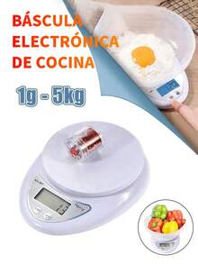 4 piezas Báscula de cocina electrónica portátil con función de tara, capacidad de 5 kg/11 libras, 3 unidades de medición (g/oz/libras), base antideslizante, alimentada por batería (incluso AAA) - Diseño compacto para uso doméstico y restaurante, plástico apto para alimentos, básculas de cocina para alimentos, pesaje de restaurantes, modernos utensilios de cocina, cuerpo de plástico duradero. - 4 piezas - Ver 8