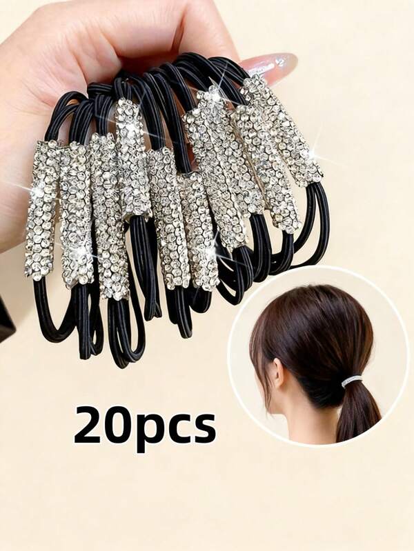 Rhinestone Ponytail Headbands, Hair Ties, Durable Ponytail Headbands, Shiny Hair Accessories, High Elastic Small Rubber Bands, Suitable For Daily Use, Commuting, Vacation, Fitness, Bathroom Headbands, Bathroom Headbands, Hair Accessories, Halloween Accessories, Christmas Hair Accessories, Holiday Gifts(20/10/5/3/1 Pc Hair 
