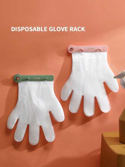 1 Set. Guantes desechables de mano gruesa adecuados para personas perezosas + Pinza de almacenamiento, Estante para guantes de cocina, Estante para guantes montado en la pared, Fijador de guantes montado en la pared, Pinza colgante para guantes de hotel, Adecuado para uso diario en el hogar y la cocina, Un buen ayudante en la cocina