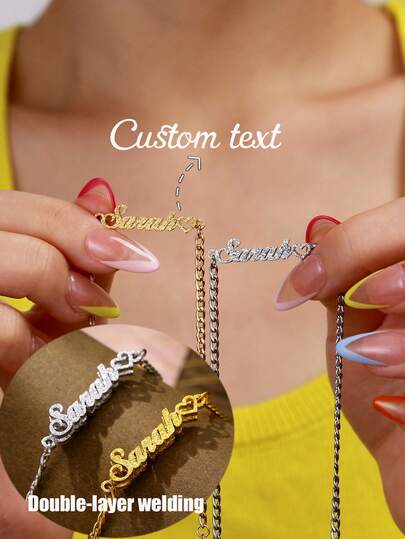 Personalized Name Anklet For Women, Name Plate Pendant Anklet, Gift For Her, Stainless Steel Jewelry