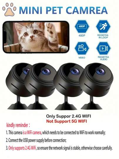 1pc/ Mini Wireless WiFi Security Camera, 2.4GHz, USB/Battery Powered, Portable Indoor/Outdoor Monitoring Home, Office, Car, Pets, Motion Detection, Night Vision, view 5