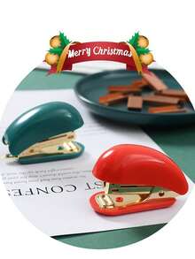 1pc Christmas Desktop Stapler, Cute Mini Stapler For Students, Space-Saving For Home/Office/Student Use, Compact Design, Portable, Colorful Paperclip Christmas Transparent Creative Stationery Set, Clip, Stapler, Christmas Gift