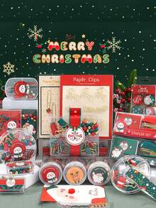1pc Christmas Desktop Stapler, Cute Mini Stapler For Students, Space-Saving For Home/Office/Student Use, Compact Design, Portable, Colorful Paperclip Christmas Transparent Creative Stationery Set, Clip, Stapler, Christmas Gift