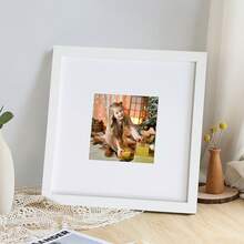 1pc 10"X10" Classic Fashion Square Picture Frame, Black/White Frame, Displays 5"X5" Photo With Mat Or 10"X10" Photo Without Mat, Suitable For Displaying Christmas Cards, Handcrafts, Family Photos, Can Be Displayed On Desk Or Hung On Wall (Photo For Reference Only, No Photo Paper Included)