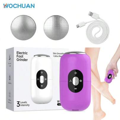 Ferramenta Elétrica Recarregável para Reaparecimento dos Pés, Uma Ferramenta Portátil para Remoção de Pele Morta e Calos Grossos, com Três Configurações Ajustáveis, Duas Cabeças de Moagem e Carregamento USB-C, Um Presente Ideal para Pés Macios