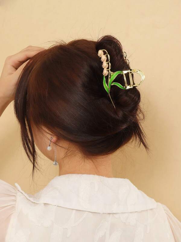 1 pieza Pinza de pelo con tulipán, pinza de pelo elegante y versátil de estilo casual para el invierno, accesorio de pelo elegante