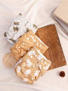 3 件装可重复使用可调节口袋布尿布绒面布内衬防水超强吸水布尿布适合 3-15 公斤婴儿 - 彩色 - 查看 3