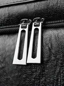 This Black Backpack Perfectly Combines Minimalist Design With Practical Functionality. The Front Is Adorned With A Delicate Bow, Adding A Touch Of Sweetness. - Black - View 6