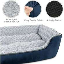 JOEJOY Rectangle Dog Bed For Large Medium Small Dogs - Washable Orthopedic Sofa Bed, Soft Breathable Puppy & Pet Cuddler, Durable Calming Dog Bed With Anti-Slip Bottom, Multiple Sizes,(S(20"X 19"X 6") Navy Blue) - Type6 - 查看 3
