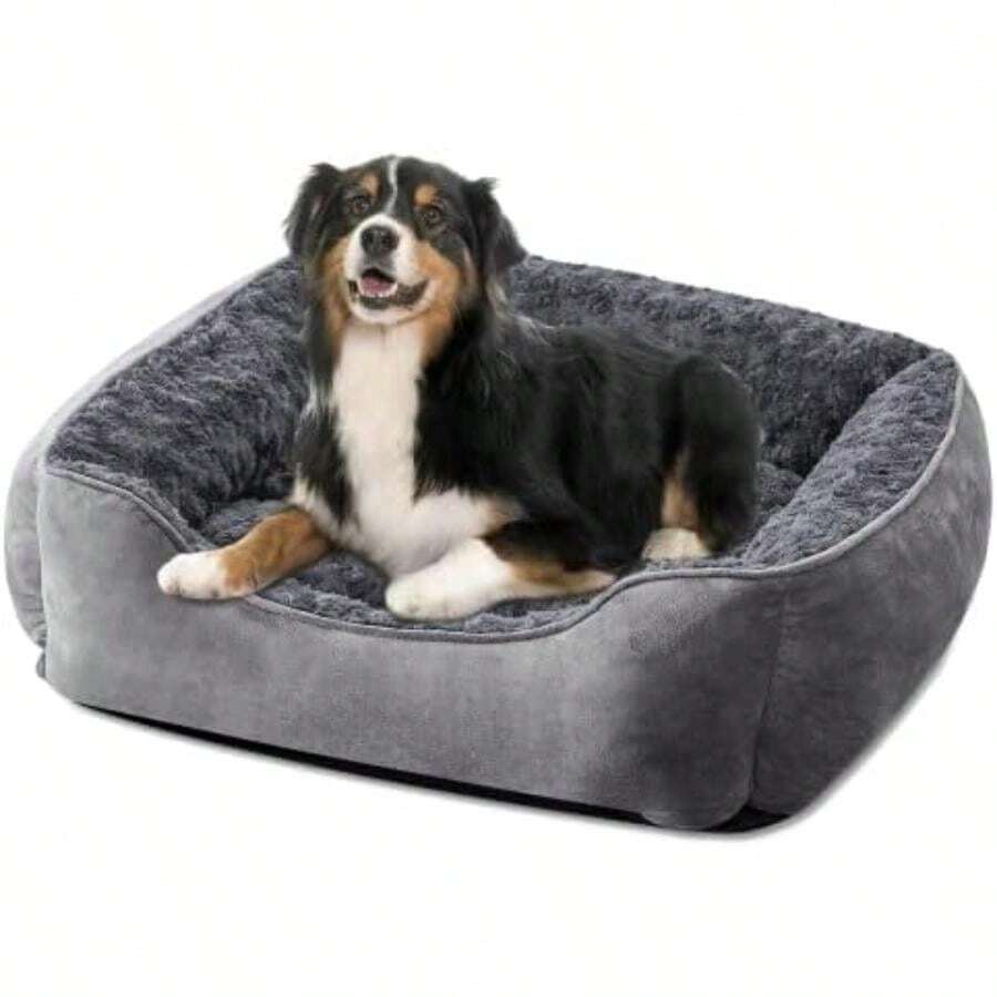 JOEJOY Rectangle Dog Bed For Large Medium Small Dogs - Washable Orthopedic Sofa Bed, Soft Breathable Puppy & Pet Cuddler, Durable Calming Dog Bed With Anti-Slip Bottom, Multiple Sizes,(XL(35"X 25"X 10") Dark Grey) - Type21 - 查看 1